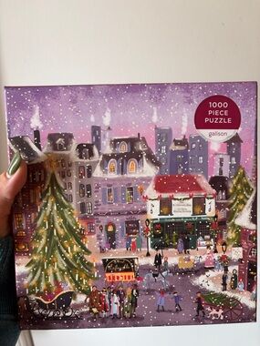 1000 Piece Holiday Village Puzzle - Purple Winter Scene